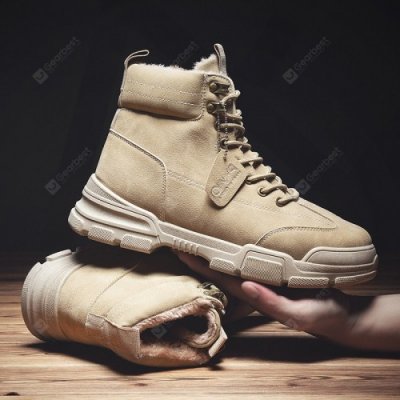 Retro Style Men's Tooling Boots Trend Warm High-top Cotton Shoes