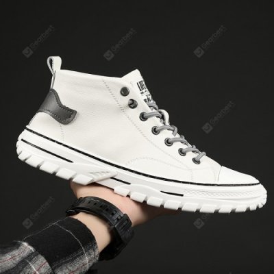 All-match High-top Boots Men's Soft Leather Shoes Lace-up Tooling Shoes